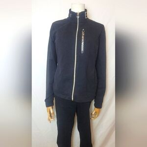 EA7 Emporio Armani Zip-Front Tracksuit Jacket Black, Size Medium